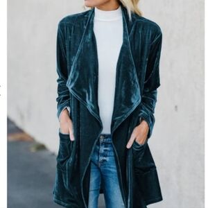 Amaryllis Elegant Velvet Open Front Cardigan XL